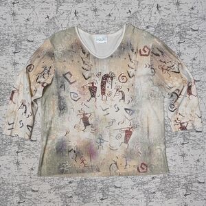 Vintage Y2K Cactus Bay Kokopelli Graphic Tee XXL - Boho Western Art to Wear